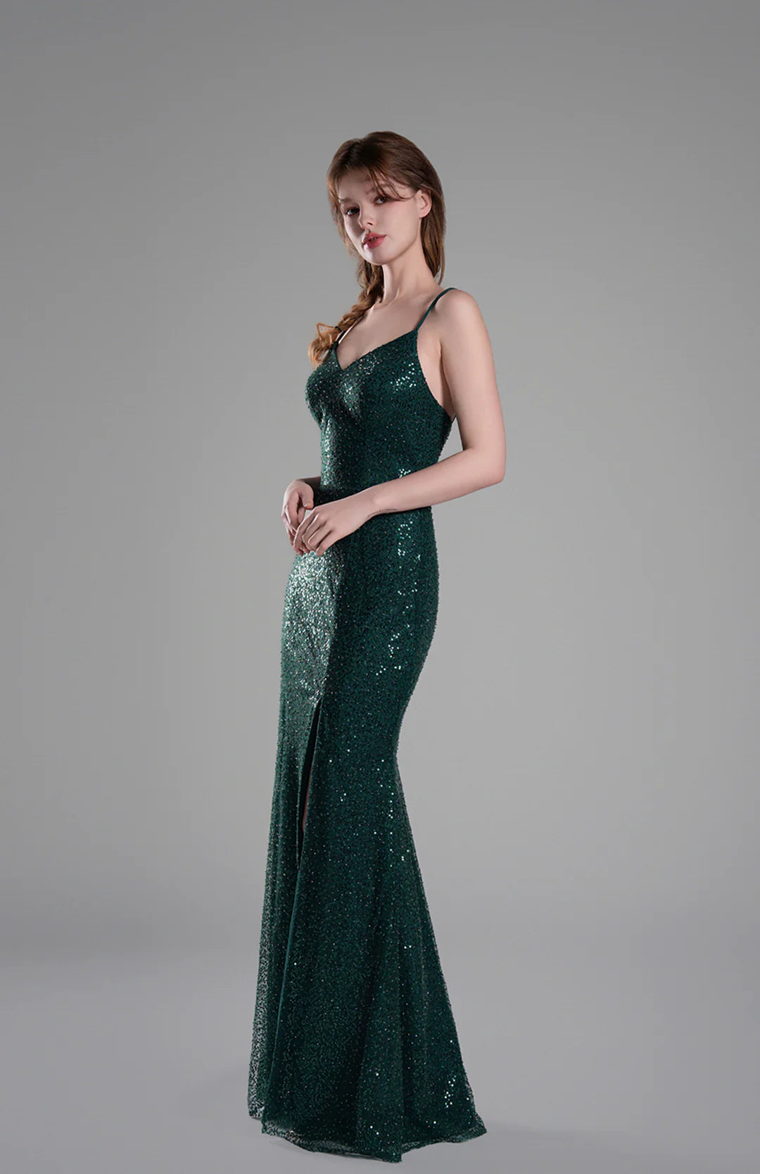 Sheath Plunging V-neck Sleeveless Satin Floor-length Twist-front Evening Gown