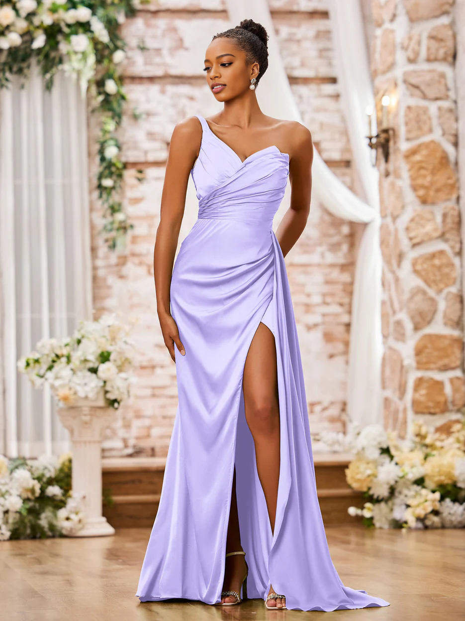 Sparkling Mermaid Sweetheart Sleeveless Satin Maxi Evening Dress With Slit