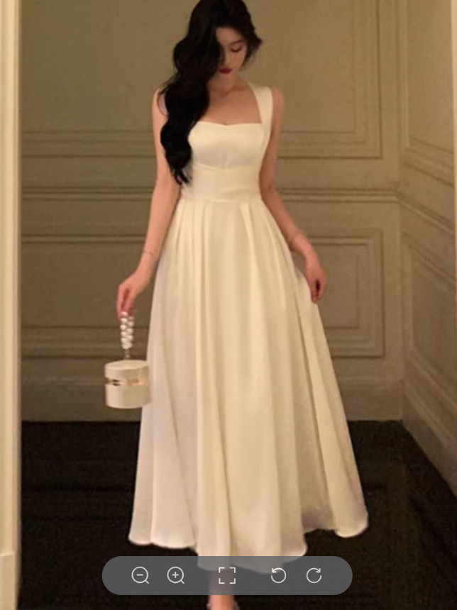 Satin Maxi Dress for Women - Square Neck A-Line Formal Evening Gown