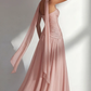 Elegant A-line Strapless Sleeveless Chiffon Floor-Length Ruched Bridesmaid Dress