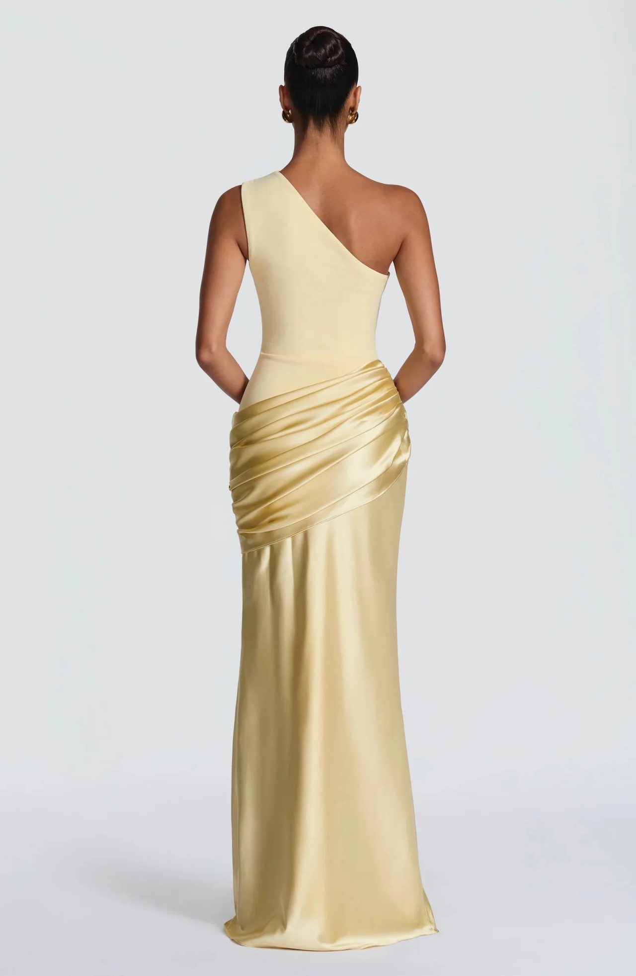 One Shoulder Satin Evening Gown - Ruched Waist Mermaid Formal Dress for Weddings, Galas & Black Tie Events