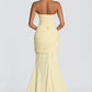 Elegant Bodycon Ruched Waist Halter Deep V-Neck Corset Back Mermaid Gown