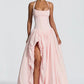 Elegant Pink Halter Prom Dress | Corset Bodice & Balloon Skirt for Formal Events