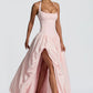 Elegant Pink Halter Prom Dress | Corset Bodice & Balloon Skirt for Formal Events