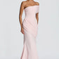 Asymmetrical Off-Shoulder Ruched Corset Back Mermaid Formal Dress with Train