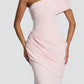 Asymmetrical Off-Shoulder Ruched Corset Back Mermaid Formal Dress with Train
