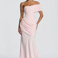 Asymmetrical Off-Shoulder Ruched Corset Back Mermaid Formal Dress with Train