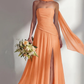 Elegant A-line Strapless Sleeveless Chiffon Floor-Length Ruched Bridesmaid Dress