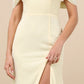 A-Line Straight Neck Off Shoulder Chiffon Floor Length Slit Bridesmaids Dress