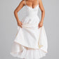 A-Line Sweetheart Neck Satin Midi Evening Dress With Tulle