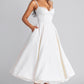 A-Line Sweetheart Neck Satin Midi Evening Dress With Tulle