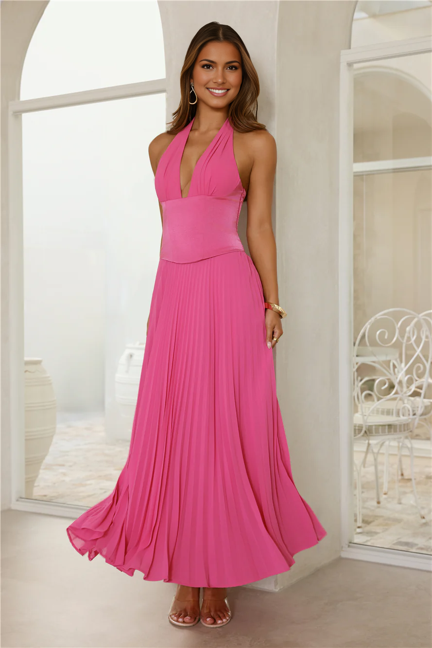 A-line Halter Sleeveless Chiffon Midi Corset Lace-Up Bridesmaid Dress