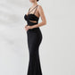 Glamorous Sheath Plunging V-neck Sleeveless Satin Floor-length Twist-front Evening Gown