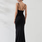 Glamorous Sheath Plunging V-neck Sleeveless Satin Floor-length Twist-front Evening Gown