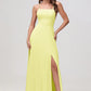 Charming A-Line Square Neck Sleeveless Chiffon Floor-Length Slit Bridesmaid Dress