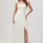 Charming A-Line Square Neck Sleeveless Chiffon Floor-Length Slit Bridesmaid Dress