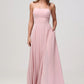 Charming A-Line Square Neck Sleeveless Chiffon Floor-Length Slit Bridesmaid Dress
