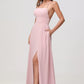 Charming A-Line Square Neck Sleeveless Chiffon Floor-Length Slit Bridesmaid Dress