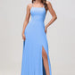 Charming A-Line Square Neck Sleeveless Chiffon Floor-Length Slit Bridesmaid Dress