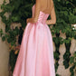 Charming A-Line Sweetheart Strapless Satin Tea-Length Corset Lace-up Party Dress