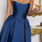 Charming A-Line Sweetheart Strapless Satin Tea-Length Corset Lace-up Party Dress