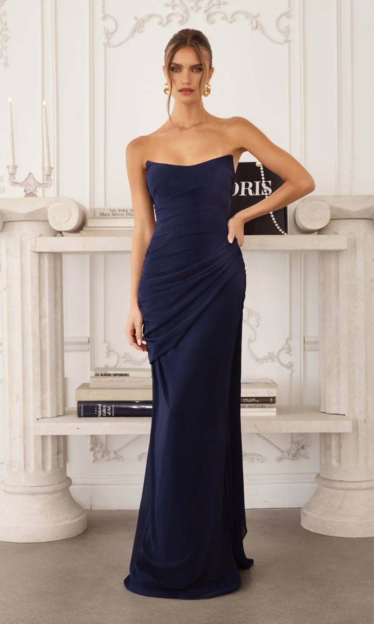 Charming Sheath Sweetheart Strapless Chiffon Floor-Length Ruched Lace-up Evening Dress