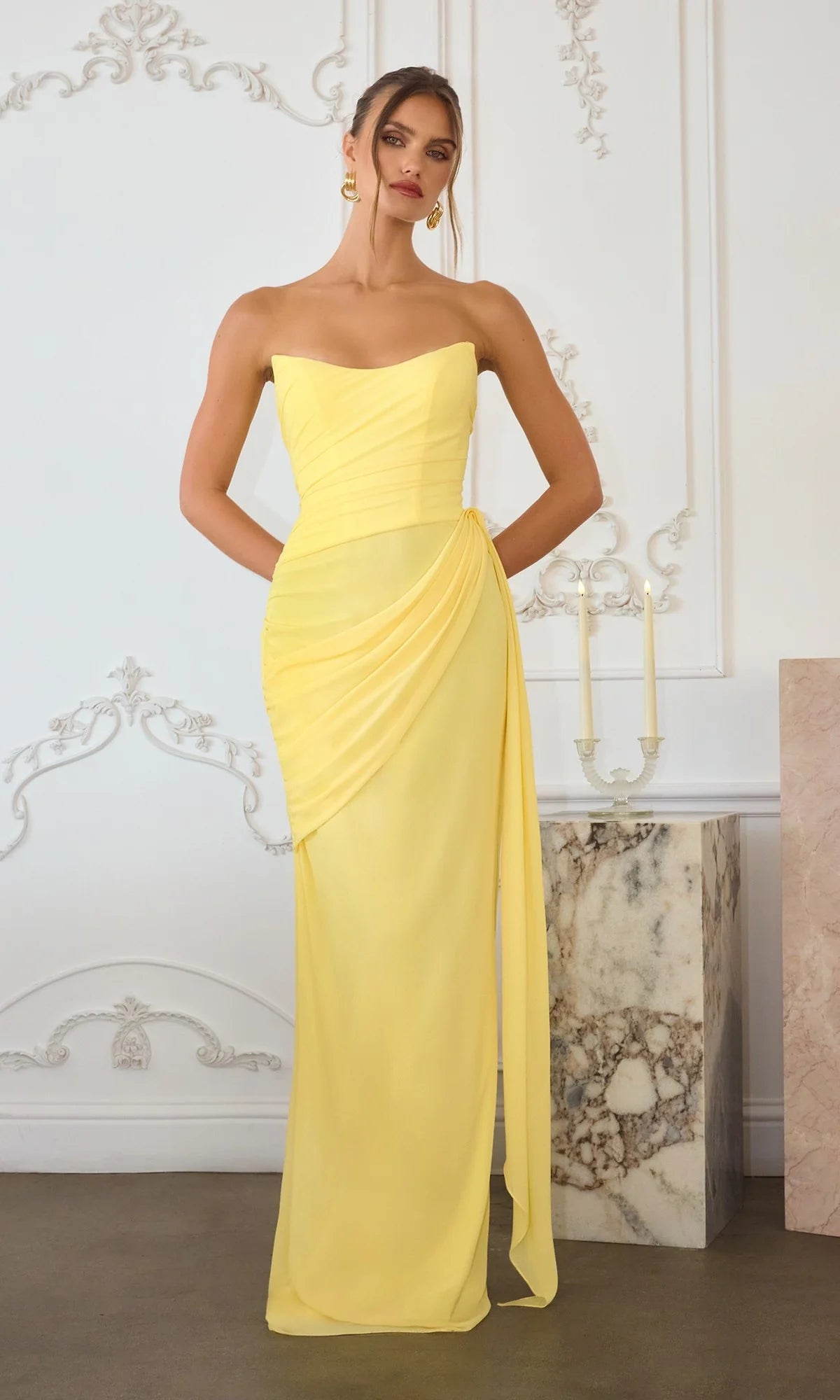 Charming Sheath Sweetheart Strapless Chiffon Floor-Length Ruched Lace-up Evening Dress
