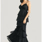 Chiffon Tiered Maxi Sweetheart Thin Strap Smocked Back Wedding Guest Dress