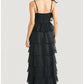 Chiffon Tiered Maxi Sweetheart Thin Strap Smocked Back Wedding Guest Dress