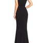 Crepe Mermaid Maxi Sleeveless Deep V Zip Back Slit Formal Gown