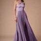 Elegant A-Line Halter Sleeveless Satin Floor-Length Pleated Cutout-Back Wedding Guest Dress
