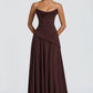 Elegant A-Line Strapless Choker Neck Sleeveless Chiffon Floor-Length Corset Evening Dress