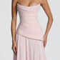 Elegant A-Line Strapless Choker Neck Sleeveless Chiffon Floor-Length Corset Evening Dress
