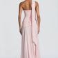 Elegant A-Line Strapless Choker Neck Sleeveless Chiffon Floor-Length Corset Evening Dress