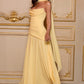 Elegant A-Line Strapless Choker Neck Sleeveless Chiffon Floor-Length Corset Evening Dress