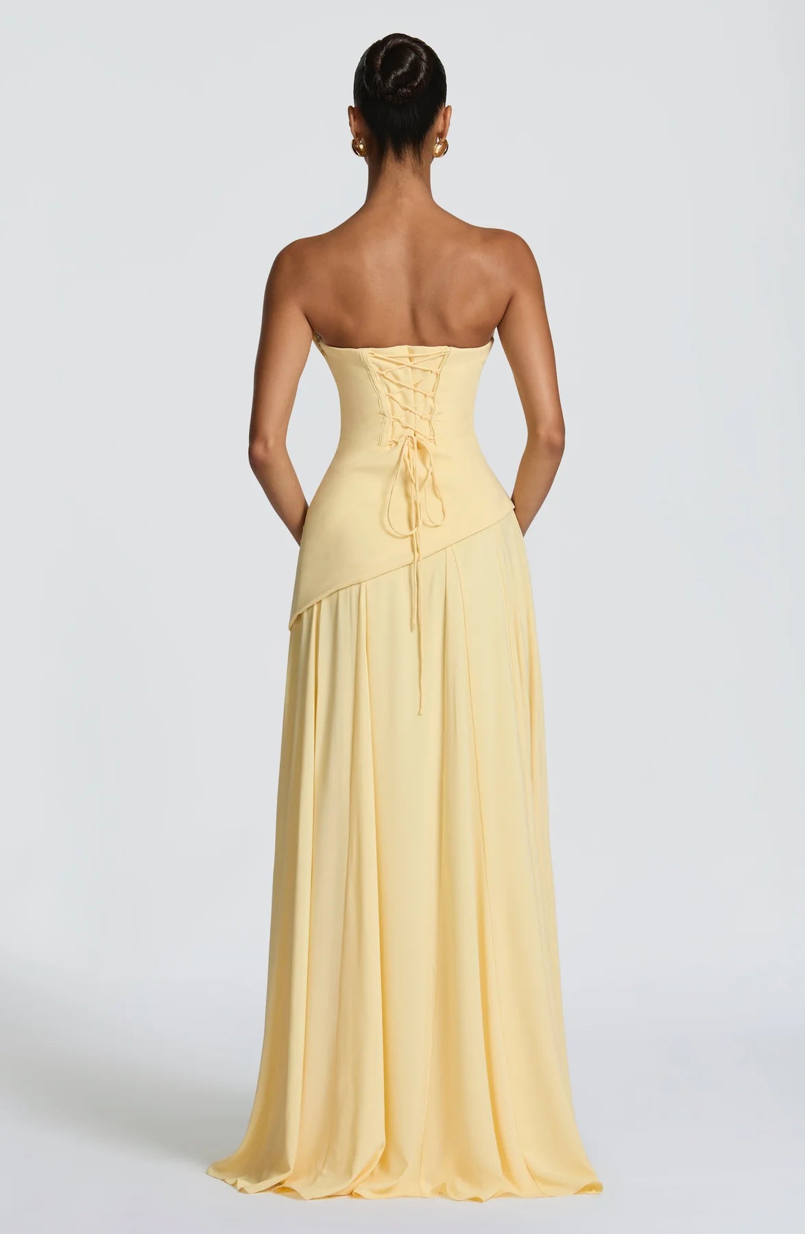 Elegant A-Line Strapless Choker Neck Sleeveless Chiffon Floor-Length Corset Evening Dress
