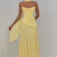 Elegant A-Line Strapless Choker Neck Sleeveless Chiffon Floor-Length Corset Evening Dress