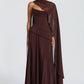 Elegant A-Line Strapless Choker Neck Sleeveless Chiffon Floor-Length Corset Evening Dress