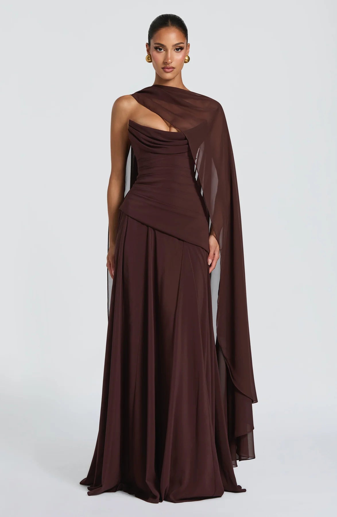 Elegant A-Line Strapless Choker Neck Sleeveless Chiffon Floor-Length Corset Evening Dress