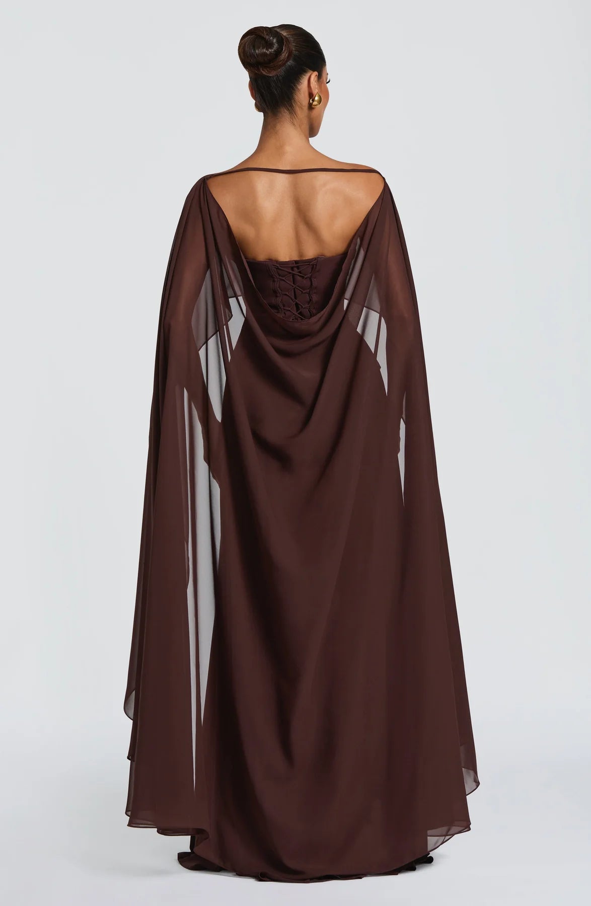 Elegant A-Line Strapless Choker Neck Sleeveless Chiffon Floor-Length Corset Evening Dress