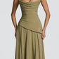 Elegant A-Line Strapless Choker Neck Sleeveless Chiffon Floor-Length Corset Evening Dress