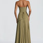 Elegant A-Line Strapless Choker Neck Sleeveless Chiffon Floor-Length Corset Evening Dress