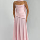 Elegant A-Line Strapless Choker Neck Sleeveless Chiffon Floor-Length Corset Evening Dress