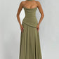 Elegant A-Line Strapless Choker Neck Sleeveless Chiffon Floor-Length Corset Evening Dress