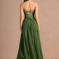 Elegant A-Line Strapless Sleeveless Satin-Chiffon Midi Cocktail Dress Corset-Back Wedding Guest Dress