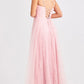 Elegant A-Line Sleeveless Tulle Floor-Length Lace-Up Applique Prom Dress