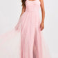Elegant A-Line Sleeveless Tulle Floor-Length Lace-Up Applique Prom Dress