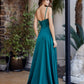 Elegant ALine CowlNeck Sleeveless Satin Maxi Corset Prom Dress