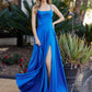 Elegant ALine CowlNeck Sleeveless Satin Maxi Corset Prom Dress