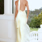 Elegant Mermaid Asymmetric-Halter Sleeveless Satin Open-Back Bridesmaid Dress
